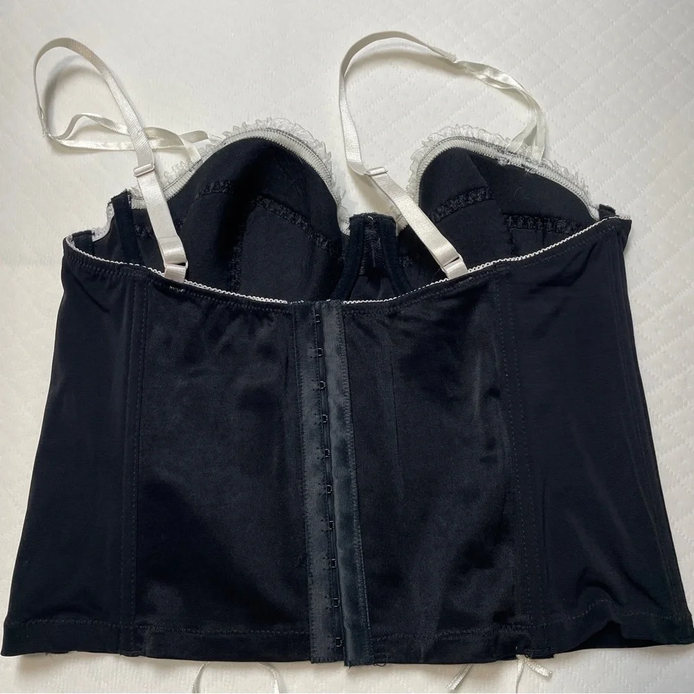 Black‎ Bustier Top with White Embroidery size 36C